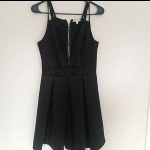 Black plunge neck dress